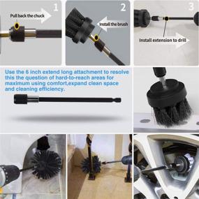 img 1 attached to 🧽 JUSONEY 5 Pack All-Purpose Drill Brush Attachment Set - Varying Sizes and Hardness for Easy and Efficient Cleaning - Ideal for Pool Tile, Sinks, Bathtub, Brick, Ceramic, Marble, Auto, Boat