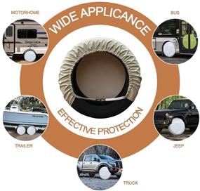 img 1 attached to 🚐 kayme RV Tire Covers Set of 4 - Waterproof Wheel Covers for Travel Trailer, Camper, Truck, SUV, Motorhome - Protection Against Sun, Rain, Snow - 24-26 Inch Tire Diameter - Beige