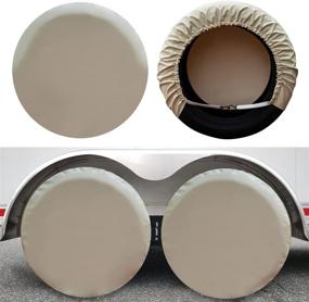 img 4 attached to 🚐 kayme RV Tire Covers Set of 4 - Waterproof Wheel Covers for Travel Trailer, Camper, Truck, SUV, Motorhome - Protection Against Sun, Rain, Snow - 24-26 Inch Tire Diameter - Beige