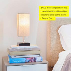 img 1 attached to 🔌 Brightech Grace LED USB Bedside Table & Desk Lamp: Modern Soft Ambient Light & Functional USB Port - Havana Brown