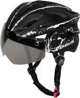 🚴 pemila adult bike helmet with magnetic goggles: certified, adjustable road bicycle mountain cycling helmet for men women (23-24.5 inches) logo