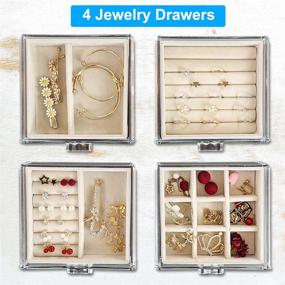 img 2 attached to Clear Acrylic Jewelry Organizer Box with 4 Velvet Drawers - Earring Holder, Ring Necklace Bracelet Display Case - Perfect Gift for Women and Girls