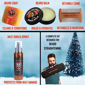 img 3 attached to 🧔 Premium Beard Straightener Kit: Tame the Wild Elite - Anti-Scald Heated Straightener, Heat Protection Spray, Beard Soap, Balm, Comb & Storage Case - Ultimate Beard Grooming Set