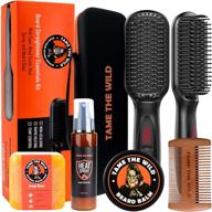 🧔 premium beard straightener kit: tame the wild elite - anti-scald heated straightener, heat protection spray, beard soap, balm, comb & storage case - ultimate beard grooming set logo