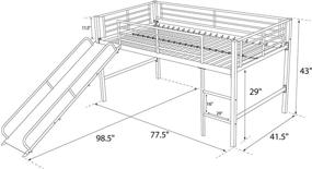 img 2 attached to 🛏️ DHP Junior Silver Metal Loft Bed: Twin Size, with White Slide, Fire Department Curtain Set - Kids Furniture