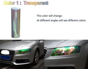 img 2 attached to 🚗 Aumo-mate 12x48 Inches Transparent Shiny Chameleon Auto Car Headlight Headlamp Taillights Translucent Film: Transform Colors with Translucent Vinyl Wrap Sticker