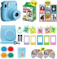 fujifilm instax mini 11: instant camera sky blue + shutter carrying case 📸 + film value pack (20 sheets) + accessories bundle: color filters, photo album, assorted frames logo