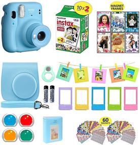 img 3 attached to Fujifilm Instax Mini 11: Instant Camera Sky Blue + Shutter Carrying Case 📸 + Film Value Pack (20 Sheets) + Accessories Bundle: Color Filters, Photo Album, Assorted Frames