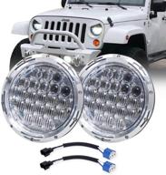 🐄 cowone newest 130w 7" inch led headlights drl for jeep wrangler 97-2018 jk tj lj hummer h1 h2 - chrome headlamp logo