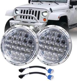 img 4 attached to 🐄 COWONE Новейшие 130W 7-дюймовые фары LED с DRL для Jeep Wrangler 97-2018 JK TJ LJ Hummer H1 H2 - Хромированный фары