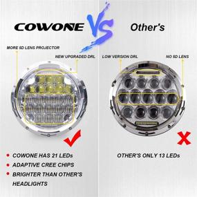 img 3 attached to 🐄 COWONE Новейшие 130W 7-дюймовые фары LED с DRL для Jeep Wrangler 97-2018 JK TJ LJ Hummer H1 H2 - Хромированный фары