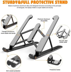 img 3 attached to Axgo Portable Foldable Laptop Stand - 6-Level Adjustable Laptop Holder Riser for Desk - Compatible with Macbooks, HP, Dell, Acer, Asus, Lenovo - Fits 10-17 Inch Laptops - Black