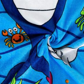 img 1 attached to 🦈 Premium 100% Cotton Baby Shark Hooded Poncho Towel for Kids - Bath, Beach, or Pool Use - 24"x47