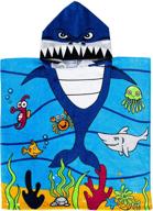 🦈 premium 100% cotton baby shark hooded poncho towel for kids - bath, beach, or pool use - 24"x47 logo