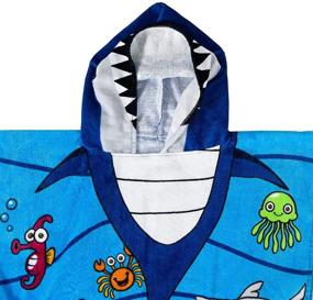 img 2 attached to 🦈 Premium 100% Cotton Baby Shark Hooded Poncho Towel for Kids - Bath, Beach, or Pool Use - 24"x47