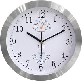 img 4 attached to 🕙 HITO 10 Inch Silent Non Ticking Wall Clock with Glass Cover - Sleek Silver Aluminum Frame for Kitchen, Living Room, Bedroom, Office - White