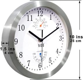 img 3 attached to 🕙 HITO 10 Inch Silent Non Ticking Wall Clock with Glass Cover - Sleek Silver Aluminum Frame for Kitchen, Living Room, Bedroom, Office - White