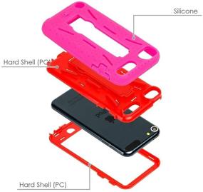 img 1 attached to Чехол для iPod Touch 6-го поколения, iSee Case (TM) Прочный гибридный двухслойный чехол с подставкой для просмотра видео для Apple iPod Touch 5-го поколения - бронированная черная на красной