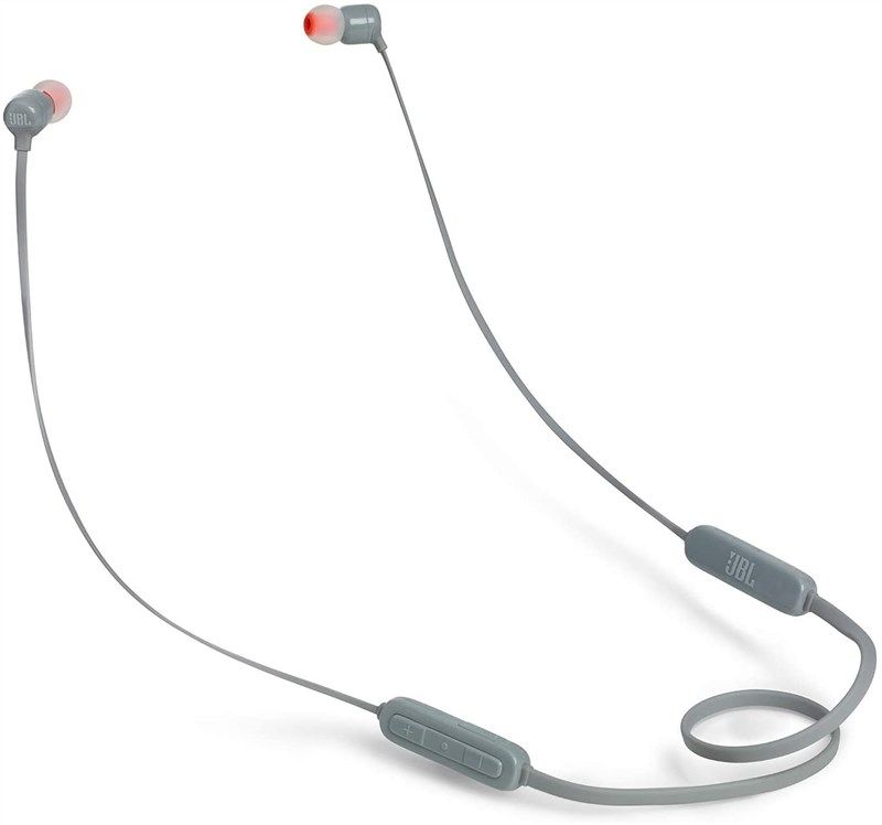 jbl t110bt wireless in-ear headphones three-button remote microphone (gray)ロゴ