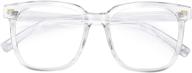 👓 essential oversized square blue light blocking glasses: reduce eyestrain and glare for women men – transparent logo