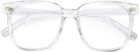 img 4 attached to 👓 Essential Oversized Square Blue Light Blocking Glasses: Reduce Eyestrain and Glare for Women Men – Transparent