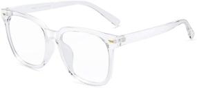 img 3 attached to 👓 Essential Oversized Square Blue Light Blocking Glasses: Reduce Eyestrain and Glare for Women Men – Transparent