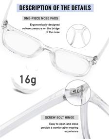 img 1 attached to 👓 Essential Oversized Square Blue Light Blocking Glasses: Reduce Eyestrain and Glare for Women Men – Transparent