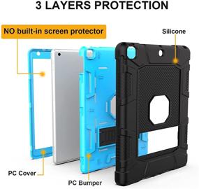 img 3 attached to Rantice iPad Case - Hybrid Shockproof Rugged Cover for iPad 10.2'' - Drop Protection with Kickstand - Black+Blue - 9th, 8th, & 7th Gen Compatible