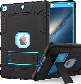 img 4 attached to Rantice iPad Case - Hybrid Shockproof Rugged Cover for iPad 10.2'' - Drop Protection with Kickstand - Black+Blue - 9th, 8th, & 7th Gen Compatible