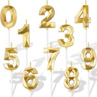 🎉 golden glitter 3d diamond shape numeral candles for birthday & anniversary party supplies - set of 10 logo