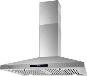 img 4 attached to 🔥 30" Stainless Steel Wall Mount Range Hood with LED Lights - Touch Control Kitchen Vent Hood, Convertible Ducted/Ductless Chimney-Style Stove Vent Hood by SNDOAS