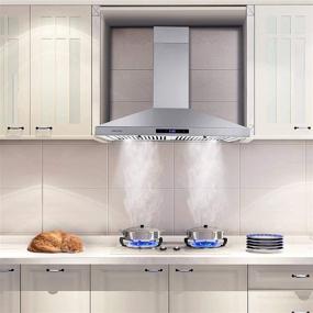 img 3 attached to 🔥 30" Stainless Steel Wall Mount Range Hood with LED Lights - Touch Control Kitchen Vent Hood, Convertible Ducted/Ductless Chimney-Style Stove Vent Hood by SNDOAS
