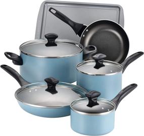 img 3 attached to 🍳 Farberware Aqua Pots and Pans Set – 15 Piece Nonstick Cookware Collection, Dishwasher Safe