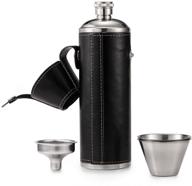 🥃 gennissy 10 oz black bucket hip flask: luxury pu leather and stainless steel men's liquor flask with funnel and cups logo