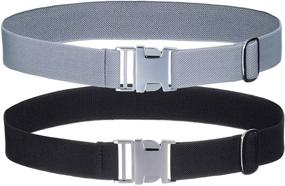 img 4 attached to 2-Piece Zinc Alloy Buckle Elastic Belts for Boys and Girls by AWAYTR Kids Toddler