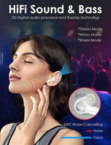 img 3 attached to 🎧 Беспроводные Bluetooth наушники XLeader | 6 пар амбушюр | Водонепроницаемость IPX8 | Сенсорное управление | Встроенный микрофон | 3D стереозвук | Шумоподавление | Быстрая зарядка Type-C | Совместимы с iPhone и Android | Белые