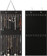 🔌 hanging jewelry organizer wall-mounted necklace holder storage with 24 hooks - black логотип