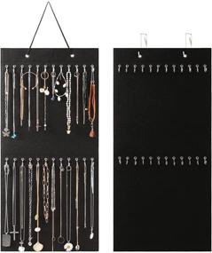 img 4 attached to 🔌 Hanging Jewelry Organizer Wall-Mounted Necklace Holder Storage with 24 Hooks - Black