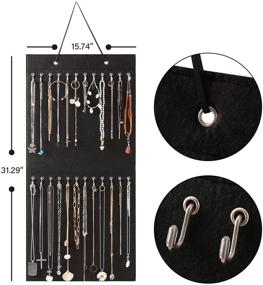 img 3 attached to 🔌 Hanging Jewelry Organizer Wall-Mounted Necklace Holder Storage with 24 Hooks - Black