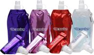 🍼 activiva usa merchant collapsible reusable water bottle with carabiner clip - light weight leak proof foldable drinking bottle, bpa free - 16.9 oz 4 pack (pink, purple, red, clear) логотип