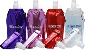 img 4 attached to 🍼 Activiva USA Merchant Collapsible Reusable Water Bottle with Carabiner Clip - Light Weight Leak Proof Foldable Drinking Bottle, BPA Free - 16.9 oz 4 Pack (Pink, Purple, Red, Clear)