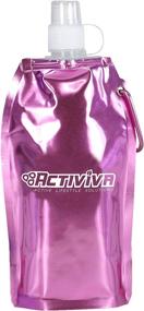 img 2 attached to 🍼 Activiva USA Merchant Collapsible Reusable Water Bottle with Carabiner Clip - Light Weight Leak Proof Foldable Drinking Bottle, BPA Free - 16.9 oz 4 Pack (Pink, Purple, Red, Clear)