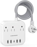 🔌 power strip, сертифицированный etl, с портом usb c, 5 портами usb (25w/5a), безопасным затвором, быстрой зарядкой для настольного компьютера, путешествий, дома, офиса - плоский дизайн вилки, 5-футовый оплетенный удлинительный шнур логотип