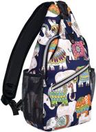 🐘 mosiso patterned sling backpack - ideal travel hiking daypack with rope crossbody shoulder strap, elephant design логотип