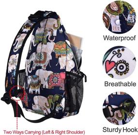 img 1 attached to 🐘 MOSISO Patterned Sling Backpack - Ideal Travel Hiking Daypack with Rope Crossbody Shoulder Strap, Elephant Design