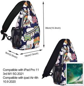 img 2 attached to 🐘 MOSISO Patterned Sling Backpack - Ideal Travel Hiking Daypack with Rope Crossbody Shoulder Strap, Elephant Design