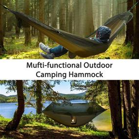 img 3 attached to 🏕️ GEERTOP Camping Hammock with Net - Pop Up Lightweight Hammocks for 1-2 Person Outdoor Backpacking, Hiking, and Backyard