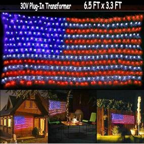 img 3 attached to 🏳️ Jxystore American Flag String Lights - Waterproof LED Net Light for Yard and Garden Decoration, Festivals, Holidays, Parties, and Christmas Decorations