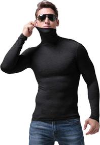 img 4 attached to 👕 SALNIER Men's Basic Turtleneck Slim Fit Long Sleeve Pullover: Solid Thermal Knit T-Shirt Sweaters - Soft, Lightweight & Stylish