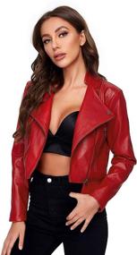 img 2 attached to SheIn Womens Zipper Leather 👚 Crop Top - Trendy Women's Clothing